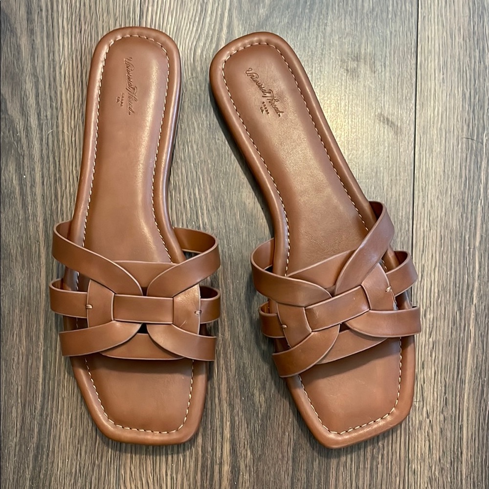 Universal Thread | Brown Leather Slide Sandals